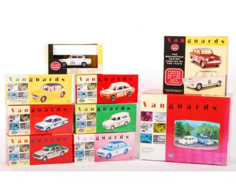 A good collection of 9x Vanguards 1:43 scale boxed diecast model cars and dioramas. To include: diorama set RD3002 ' Ford Ang