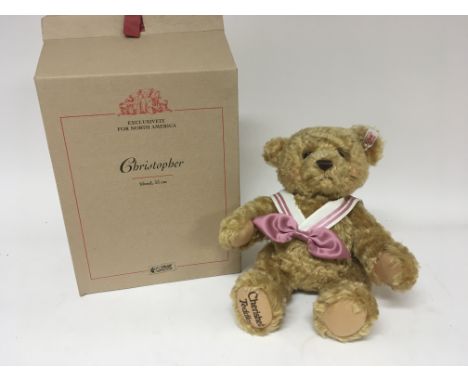 A Steiff bear Christopher from the Cherished bear blond series with box and paperwork.