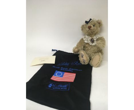 An Exclusive Steiff North American theme bear Betty Ross with embroidered dust cover and certificate.