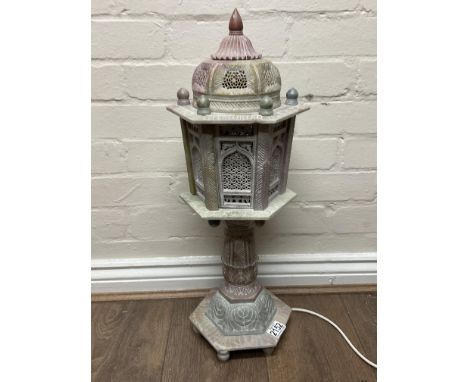 A Moroccan style soapstone lamp. 60cm.