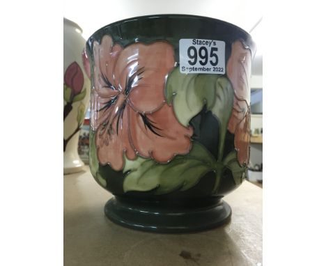 A Moorcroft planter on green ground