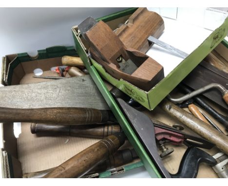 A collection of vintage wood working tools (3 boxes)