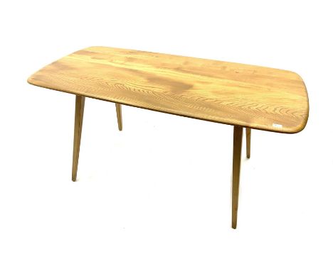 Ercol blonde elm rectangular dining table, rounded cornersDimensions: Height:&nbsp;72cm&nbsp; Length/Width:&nbsp;152cm&nbsp; 