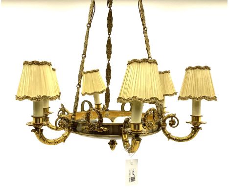 Mid 20th century brass saucer design six branch chandelier centre light fittingDimensions: Depth/Diameter:&nbsp;64cm