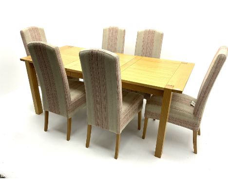 Marks &amp; Spencer Home Sonama light oak extending dining table with leaf and six high back chairs with spare chairs fabric/