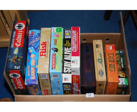 A box of board games, to include: Countdown, Monopoly, Cludo, etc.