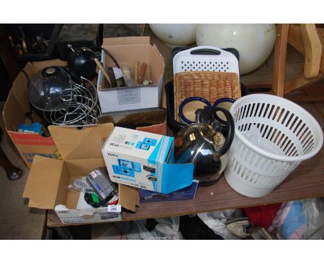 A large quantity of miscellaneous, kitchenalia, trays, utensils, Nestle Coffee maker, cameras, etc.