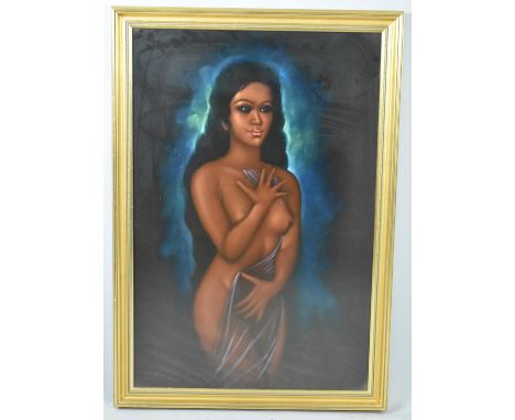 A Large Full Length Gilt Framed Portrait, "Thai Girl" (Oil on Velvet), Dated 1972, 92cm high 