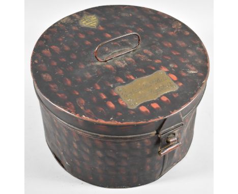 A Scumble Glazed Toleware Military Hat Box by Hawkes &amp; Co., London, with Brass Plaque Inscribed  Captain R F Bell, Durham