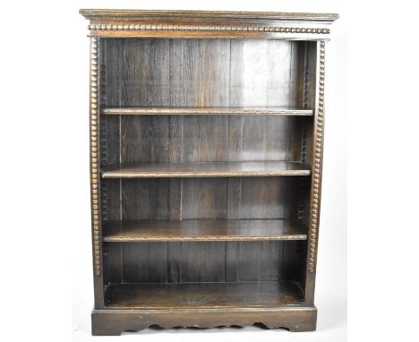 An Edwardian Oak Four Shelf Open Bookcase, 91cm wide 