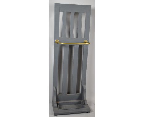 A Modern Painted Wooden Stick Stand with Brass Guard, 102cm high 