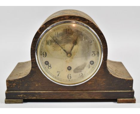 A Mid 20th Century Oak Cased Westminster Chime Mantle Clock for Restoration 