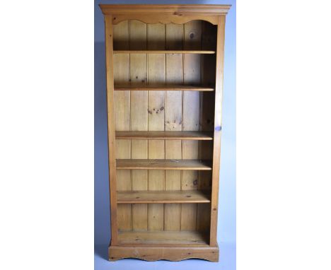 A Modern Six Shelf Open Pine Bookcase, 92cm Wide 