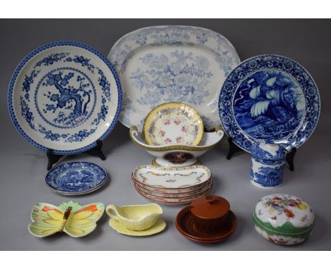 A Collection of Various Continental and English Ceramics to Include Bosch Delft Blue and White Charger, Willow Pattern Charge