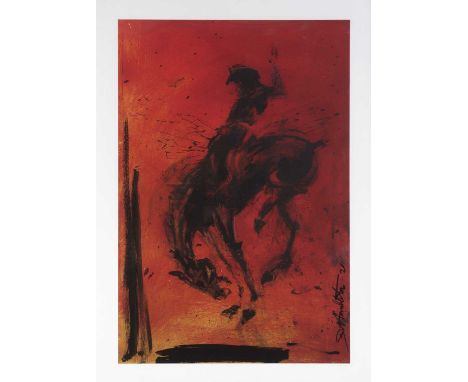 Richard Hambleton (Canadian 1952-2017), 'Horse &amp; Rider - Red', 2018, giclee print on 308gsm Hahnemuhle Photo Rag paper, n