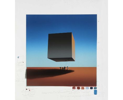 Mehdi Ghadyanloo (Iranian 1981-), 'New Sky (Working Proof)', 2017, hand-embellished screen print on heavy stock paper with ap