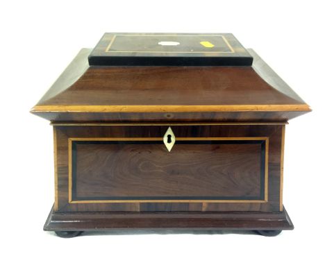 Inlaid mahogany double tea caddy