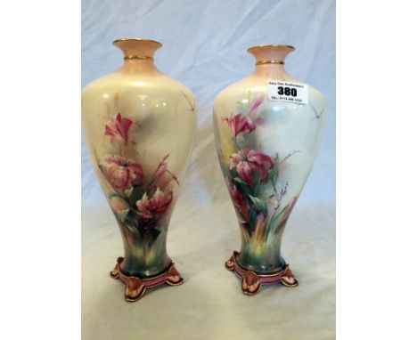 Pair of Royal Worcester flower vases 24cm height