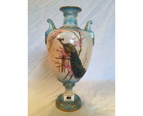 Royal Worcester pheasant vase, super quality (gilding worn on rim) 32 cm height