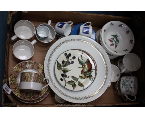 A quantity of James Dean pottery including five cups, four soup bowls, saucers and plates, Royal Doulton Canibar pattern, Wed