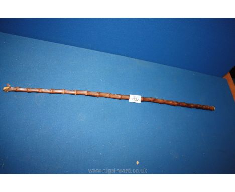 A vintage leather ladies show 'swagger' stick, 27" long.