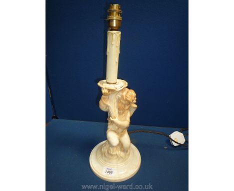 A shabby chic figural table lamp base depicting an Angel, 17 3/4'' high