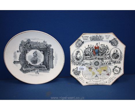 Two Queen Victoria 1887 ceramic plates.
