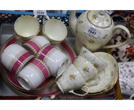 Two part Teasets including Royal Worcester pink and gold, some a/f and a Grafton yellow and cream 'Buxton' part Teaset with t