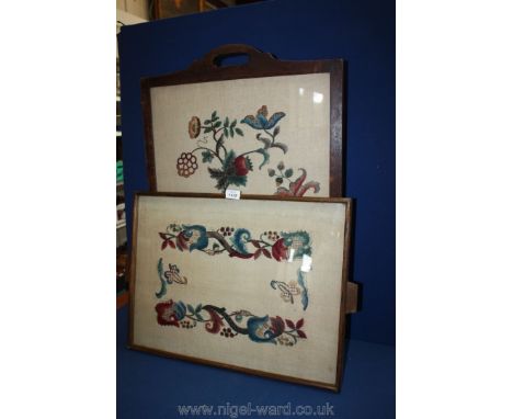 An embroidered Firescreen and tray