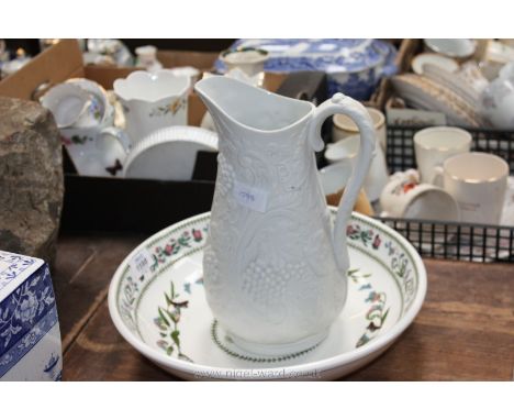 A large Portmeirion 'Botanic garden' Bowl and Portmeirion British Heritage bisque water Jug.