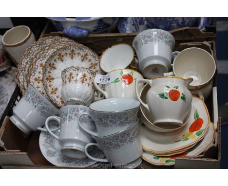 An Aynsley part Teaset including cups, saucers and side plates, together with Chinese part Teaset in pink and blue flower pat