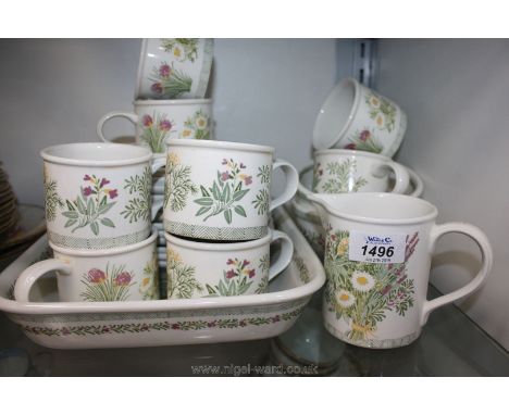 A Portmeirion National Trust part tea/dinner set in 'Garden Herbs' pattern to include eight cups, six side plates, seven sauc