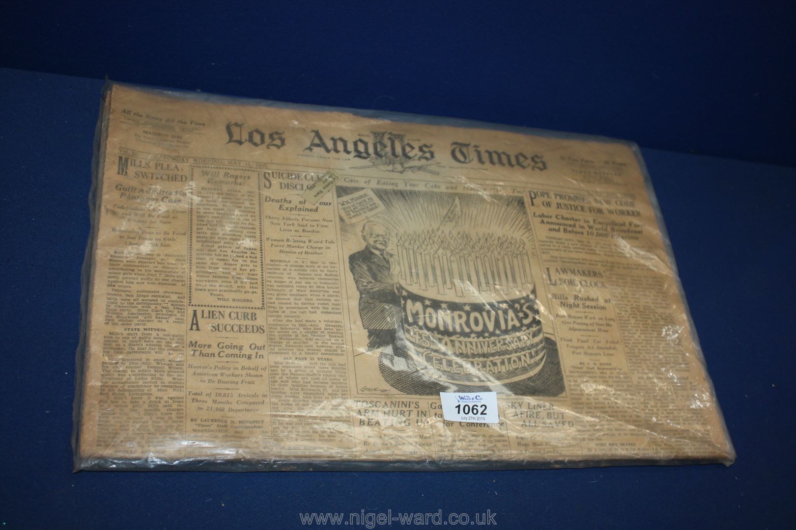 A 1931 Los Angeles Times newspaper.