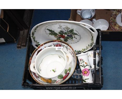 A Royal Worcester bowl, a Portmeirion vase and vegetable dish, no lid, a sauce jug etc.