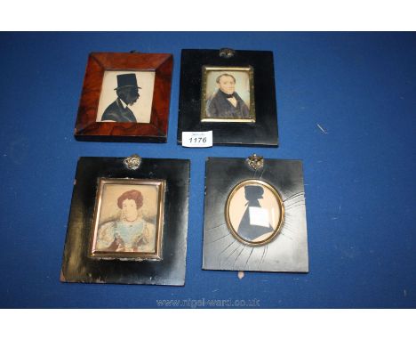 Two portrait Miniatures and two silhouette miniatures.