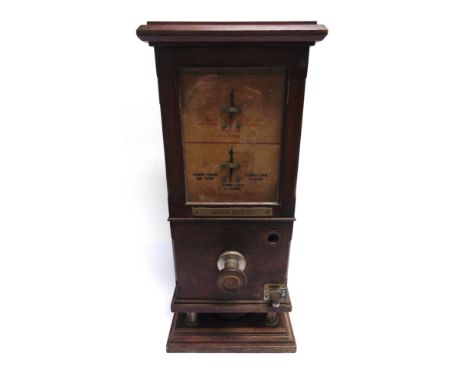 A LONDON &amp; NORTH WESTERN RAILWAY SIGNAL BLOCK INSTRUMENT, 'MENAI BRIDGE'  the mahogany case with Up and Down Line indicat