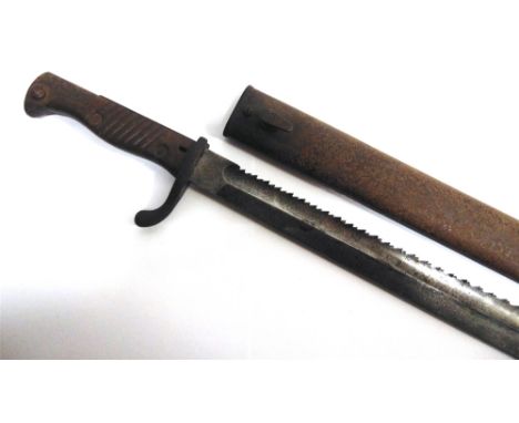 A GREAT WAR IMPERIAL GERMAN S98/05 SAW-BACK 'BUTCHER' BAYONET, BY MAUSER  dated 1916, of regulation pattern, the 14.5 inch (3