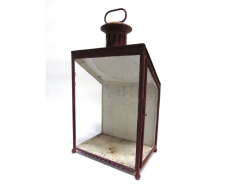 A LONDON, MIDLAND &amp; SCOTTISH RAILWAY STATION LAMP  the top marked 'LMS' (lacking glass and fittings), 64cm high inclusive