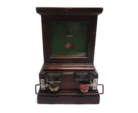 A GREAT WESTERN RAILWAY SIGNAL BLOCK INSTRUMENT  the mahogany case with Down Line indicator panel and impressed 'GWR' to the 