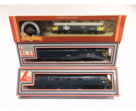 [OO GAUGE]. THREE B.R. DIESEL LOCOMOTIVES  comprising a Hornby No.R307, B.R. Class 47 co-co diesel locomotive 'County of Norf