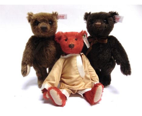 THREE STEIFF COLLECTOR'S TEDDY BEARS  comprising 'Baby Alfonzo', red, limited edition 2119/5000, with certificate of authenti