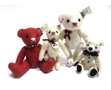 FOUR STEIFF COLLECTOR'S TEDDY BEARS  comprising 'Felt Teddy Bear', red, limited edition 874/2000, with certificate of authent