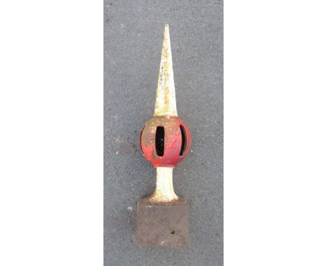 A CAST IRON RAILWAY SIGNAL POST FINIAL (L: 75cm)