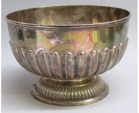 A LARGE FLUTED SILVER ROSE BOWL, ENGRAVED ON THE UNDERSIDE 'BADEN R. ARTHURS BARRINGTON PARK ESTATE 1920-1966', BY C.C. PILLI