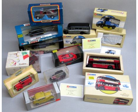 A GOOD QUANTITY OF MODEL CARS AND AIRCRAFT INCLUDING CORGI CLASSICS No's 98481, 97314, 97115, LLEDO "THRUST SS" x 2, PROMOTOR