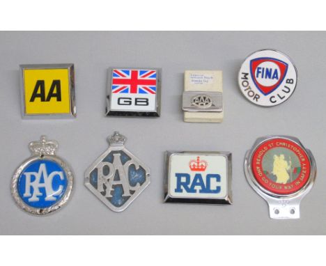 FINA MOTOR CLUB CAR BADGE BY PINCHES, LONDON, THREE RAC CAR BADGES, 'BEHOLD ST CHRISTOPHER AND GO YOU WAY IN SAFETY' BADGE, A