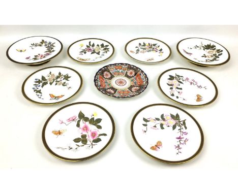 A group of 19th century Royal Worcester porcelain, comprising a 19th century Imari pattern plate, 23 by 2.7cm high, six butte