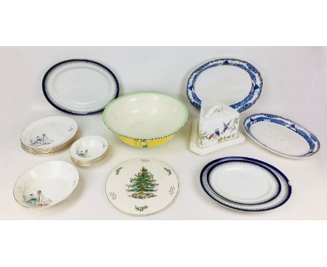 A group of vintage ceramics, comprising Swinnertons part dinner service, of six dinner plates, six bowls and a larger salad b