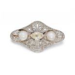 Perl-Diamant-Brosche
