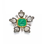 Smaragd-Diamant-Pin